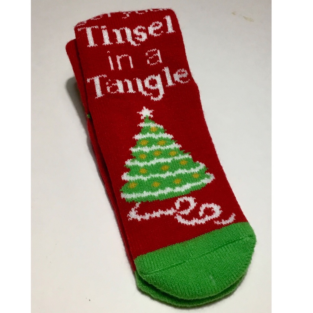 RED CHRISTMAS TREE HOUSE SOCKS